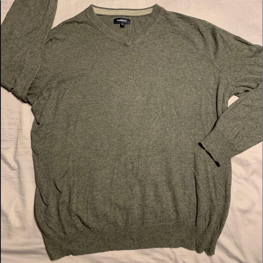Large, Gray Croft& Borrow V-neck sweater
